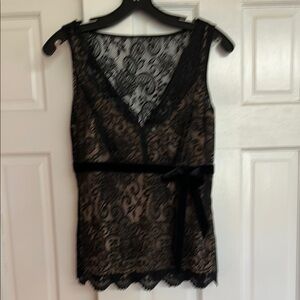 Anne Taylor Loft Elegant Black Lace Sleeveless Top - Size 0